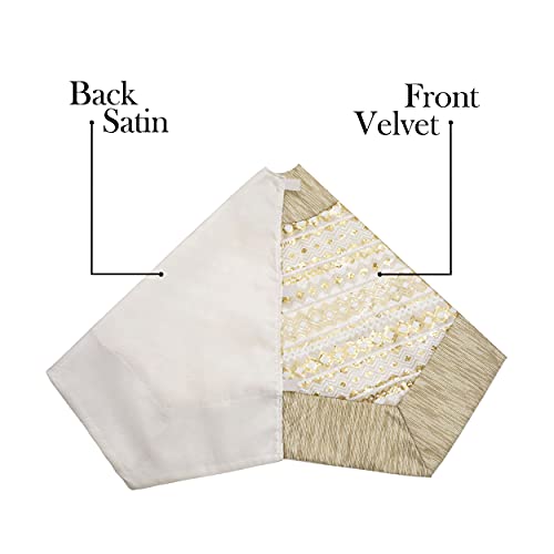 Valery Madelyn 48 Inch Elegant White Gold Octagon Large Christmas Tree Skirt Decorations With Embroidery Patchwork & Geometric Sequin Pattern, Holiday Party Christmas Tree Decor #TOP5