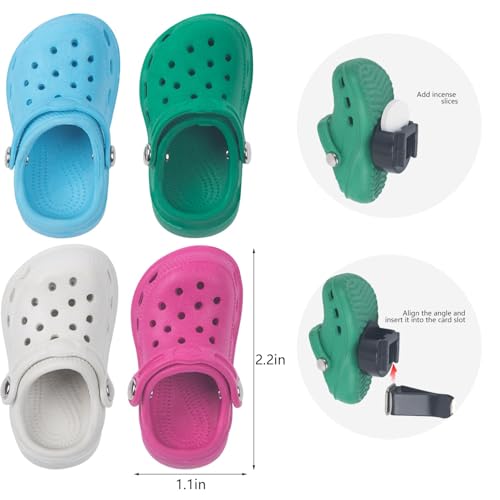 JUNIQUTE Refillable Shoes Car Air Freshener for Women, 4 PCS Fun Car Air Vent Clips Accessories Cute,Air Freshener for Car(12 PCS Fragrance Pads), Green,Rose Red, blue, white