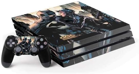 Skinit Decal Gaming Skin Compatible with PS4 Pro Console and Controller Bundle - Officially Licensed Warner Bros Batman and Catwoman Design