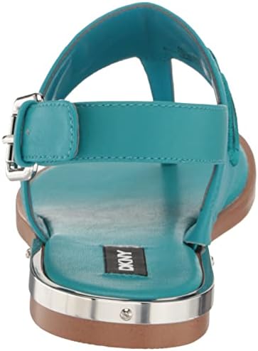 DKNY Women's Flat Buckled Sling Back Logo Sandal Heeled, Turquoise, 7 | Image 2