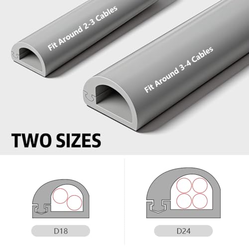 Image of Serplex 6.6FT Floor Cable Cover Self Adhesive Cord Cover Wire Protector Flexible Under Table Cable Management with Side Open Design, Wire Concealer for TV Computer Home Office Wall Management