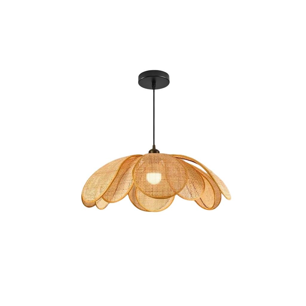 Blumenförmige Rattan Pendelleuchte Handgewebte Hängeleuchte E27 Natürliche Deckenlampe Für Wohnzimmer Schlafzimmer Esszimmer Flur Küche Moderne Rustikale Verstellbarer Höhe(50CM)