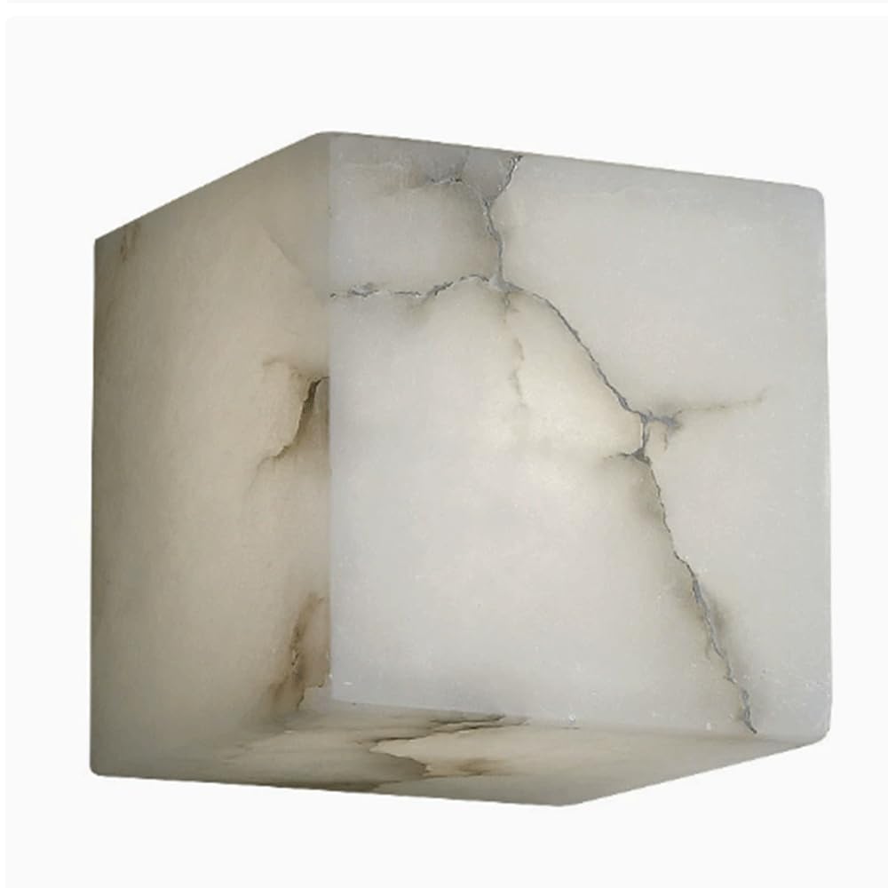 SHUANGZ Living Room Lighting Decorative Fixtures Square Desigen Marble Wall Lamp New Chinese Style Light Luxury Style Wall Sconce Natural Alabaster Wall Lamp for Bedroom Bathroom Hallway