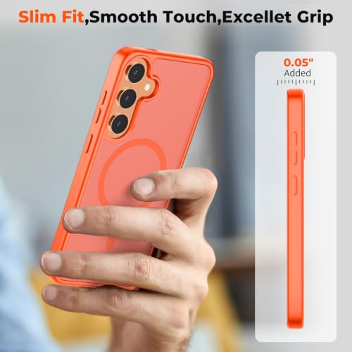 Image of SUPFINE Magnetic for Samsung Galaxy S24 Plus Case / S25 Plus Case with Screen Protector, (Built-in Magnets) (Military Grade Drop Protection) Slim Translucent Shockproof Phone Case,Orange
