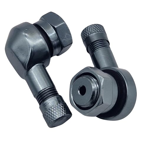 2x Motorrad Alu Winkelventil Grau Anthrazit 11,3mm Ventile Eckventil Ventil
