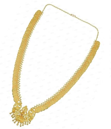 Image of VAMA Fashions Laxmi coin kasulaperu Traditional Temple Coin Jewellery God Lakshmi Coin Necklace Set for Women