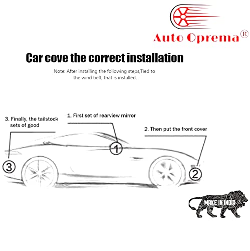 Image of Auto Oprema Waterproof Car Body Cover with Mirror and Soft Cotton Lining (Triple Stitched) (Silver with Red Piping) Compatible with Palio D Car Bumper to Bumper Accurately.