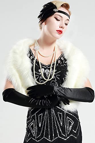 Babeyond Womens Faux Fur Collar Shawl Faux Fur Scarf Wrap Evening Cape For Winter Coat 47.2" (White) #TOP1