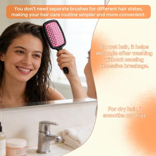 Image of Full Shine Hairbrush for Detangler, Untangle Knots and Keep Hair Smooth | Soft Silicone Gentle on Dry and Wet, Suitable for All Hair Types, Lightweight Design for Home and Travel Use