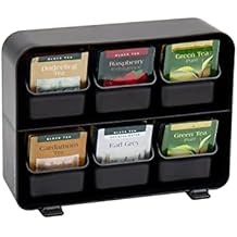 Mind Reader Tea Bag Organizer, Tea Station Organizer, Countertop Storage, Kitchen, Plastic, 10.25"L x 3.25"W x 7.75"H, Black