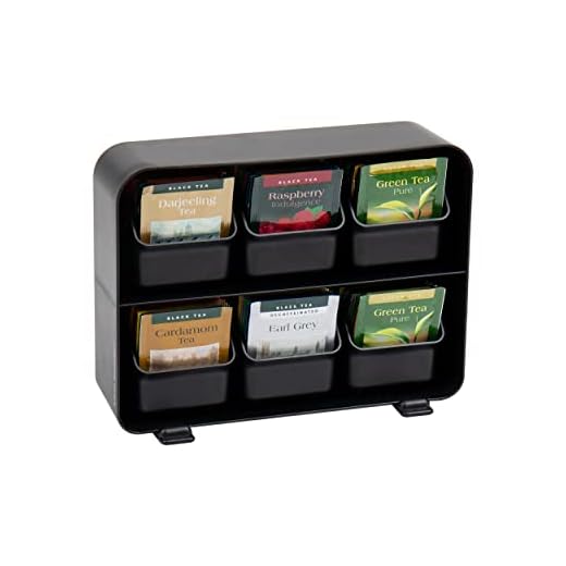 Mind Reader 6 Drawer Tea Bag Holder and Organizer, Black