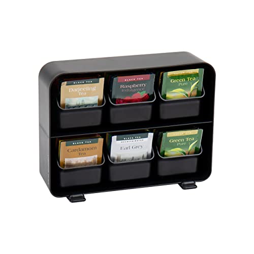 Mind Reader Tea Bag Organizer, Tea Station Organizer, Countertop Storage, Kitchen, Plastic, 10.25"L x 3.25"W x 7.75"H, Black by Mind Reader - Used condition - US$12.79