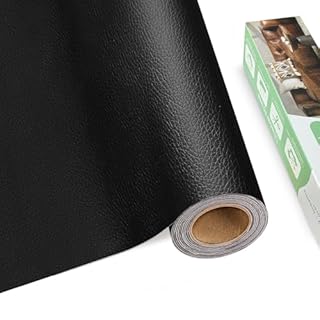 Pelle Adesiva per Riparazioni, 20 X 200 cm Ecopelle Adesiva, Kit Riparazione Pelle, Similpelle adesiva, Finta Pelle Adesiva per Divani Auto, Nero
