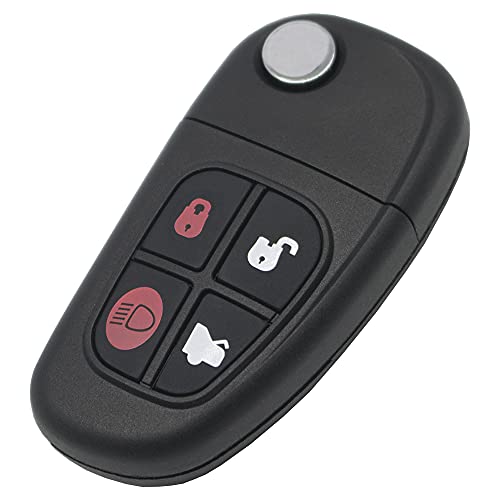 kuyuansu 4 botones Flip Foding Car Key Shell Fob Caso FO21 hoja sin cortar para Jaguar X-Type S-Type XF XJ XE XJR 1999-2009