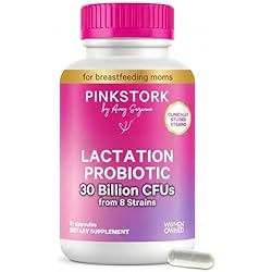 Pink Stork Lactation Probiotic - 30 Billion CFUs Multi Strain Postnatal Probiotics for Breastfeeding Women - Support Breast Milk & Gut Health, Postpartum Essentials, 30 Capsules