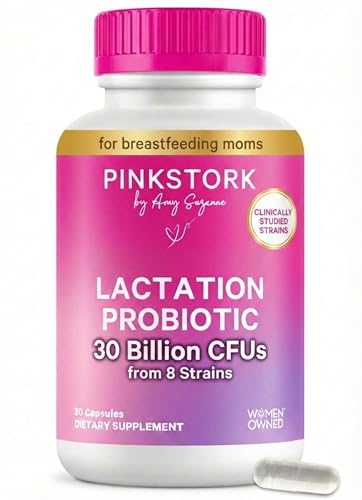 Pink Stork Lactation Probiotic - 30 Billion CFUs Multi Strain Postnatal Probiotics for Breastfeeding Women - Support Breast Milk & Gut Health, Postpartum Essentials, 30 Capsules