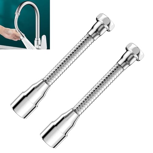 2 Stück Wasserhahn Verlängerung, 360° Schwenkbarer Flexibler Wasserhahn Verlängerung 15cm Explosionsgeschützt und Rostfrei Faucet Extender Armatur für Küche Bad Waschbecken