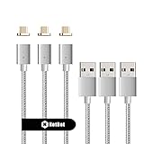 Netdot 3Pack 3rd Generation 3.3Feet USB2.0 Nylon Braided Magnetic Charging Cable Compatible with Android Device(3.3 Feet Micro USB/3 Pack Silver)
