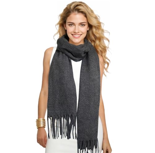 SRLLBBY Winter Soft Long Scarf Pashmina Shawls and Wraps Warm Large Scarves for Men Women Evening Dress Wedding Bridesmaids (Grey)