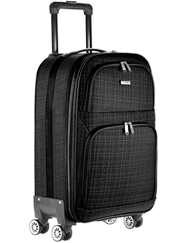 Mala Viagem Pequena Bordo Preta Executiva 10Kg Rodinhas 360 Rígida Tecido Poliéster Resistente Ident