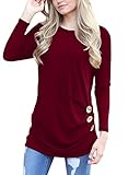 Yincro Women's Casual Long Sleeve Tunic Tops Fall Tshirt Blouses (Wine Red, M)