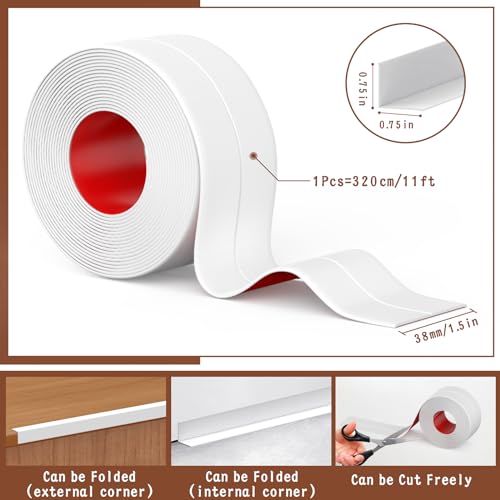 Image of Caulk Tape, 3 Rolls Caulking Tape Sealant Strip, White Waterproof Self Adhesive Caulk Strip for Bathroom, Kitchen, Shower, Bathtub, Toilet with Sealing Tool(1.5 inch x10.5Ft)
