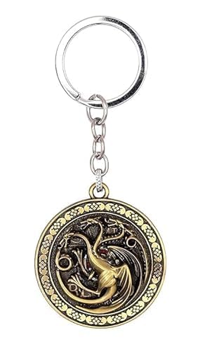 Three-Headed Dragon Metal Rotating Keychain | Antique Silver Finish Spinner Keyring for Bike, Car & Backpack | Premium House Targaryen Sigil Keychain - Gift for Boys & Men (Grey/Bronze)-image-47