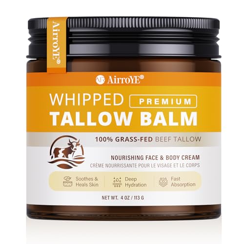 Grass-Fed Beef Tallow for Skin: Whipped Beef Tallow Face Body Moi...