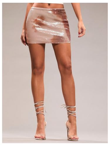 Floerns Women's Tie Dye Bodycon Mini Skirts Shiny Sequin Low Rise Waist Party Pencil Skirt4