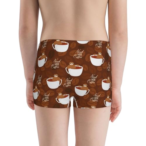 Boys' Cotton Boxer Brief Soft Underwear-Cute Sloths Bear Relaxing In Coffee Cup3