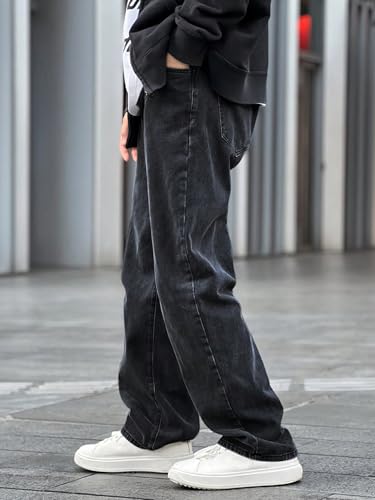 Image of dockstreet Men Baggy Denim Jeans in Pure 100% Cotton Denim || Stretchable (Jet Black) and Stretchable (Colored) Jeans || Unisex Designs||Jeans||