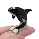 WitnyStore Tiny 2' Jumping Orca Killer Whale Figurine - Miniature Hand Made Ceramic Dolphins Porpoises Whales Marine Mammal Aquatic Sea Animals Fish Porcelain Decorative Collectible Figure Décor Gifts
