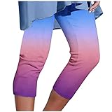 HGps8w Womens Cropped Leggings, High Waisted Floral Print Compression Running Workout Yoga Capris Yo