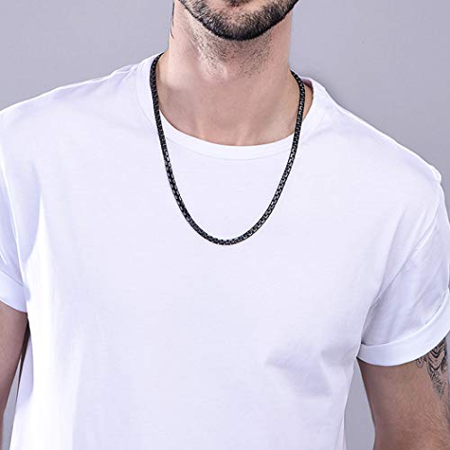 Mens Necklace Chain Black 24Inch 6Mm Chunky Heavy Collar #TOP1