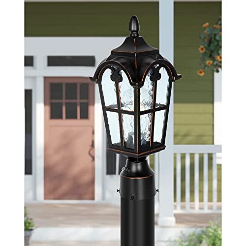 image for PARTPHONER Hardwired 120V Dusk to Dawn Outdoor Post Light Black Roman,