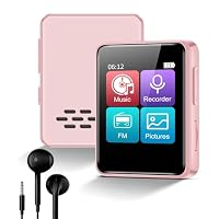 MP3 Player with Bluetooth, 1.8 Touch Screen Digital Audio Player with Speaker, FM Radio, Voice Recorder, 32GB Mini Music Player for Running, Travel, Kids Gift,Pink