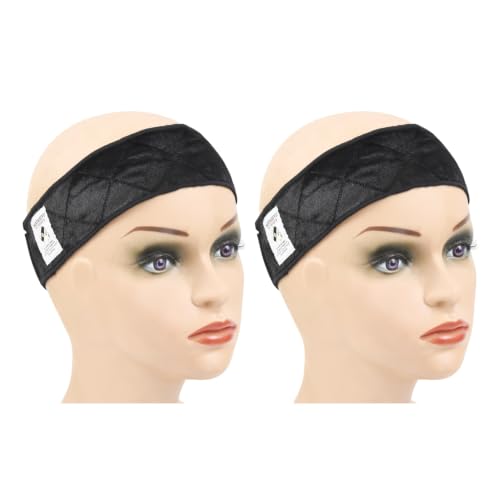 YANTAISIYU 2 Pieces Wig Grip Headband Non-slip Scarf Adjustable Wig Grip Band for Women Wigs (Black)