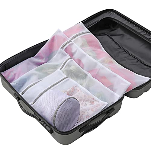 Durable Mesh Laundry Bags For Delicates Wash Bag For Lingerie Clothes Jeans Bath Towel Sock Travel Organization Bag (5 Set(S+M+L+Xl+Bra Bag)) #TOP3
