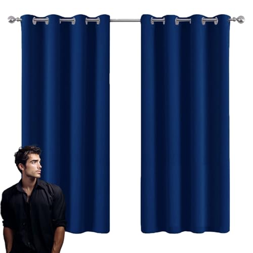 Rideaux opaque isolation lumière tissu lourd bleu foncé à oeillets - 2