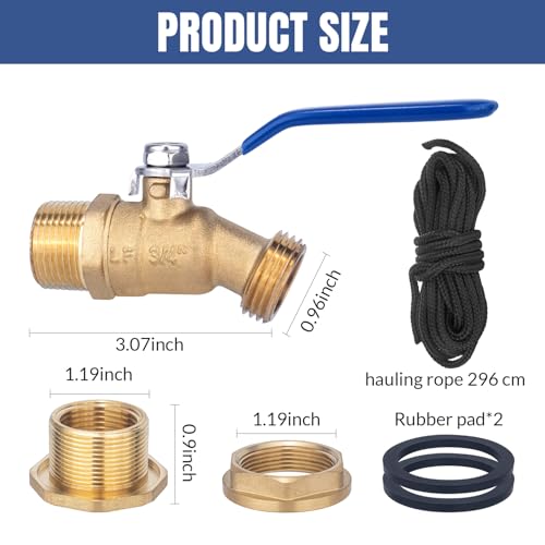 Brass-Water-Container-Rain-Barrel-Faucets-Lead-Free-Spigot-Kit-55-Gallon-Water-Tank-Faucet34Inlet-to-34GHT-Male-Thread-Outlet-Suitable-for-Garden-Hose-Thread-Connection