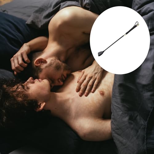 boeyeleny Gerte,2 Stück Leder Peitschen,45 cm Whip Anti-Rutsch-Griff Gel Griff(45Cm + 30Cm)