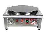 Beeketal 'BC40-1' Gastro Crepes Maker mit Ø 400 mm antihaft Crepesplatte, 50-300 °C stufenlos einstellbar, Profi Crepiere im Edelstahl Gehäuse mit extra Schublade