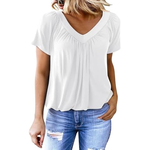 Dokotoo Summer Short Sleeve V Neck T-Shirt Cover