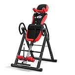 LINKLIFE Inversion Table, Heavy Duty Folding Inversion Machine with Headrest & Adjustable Protective Belt Back Stretcher Machine, Red