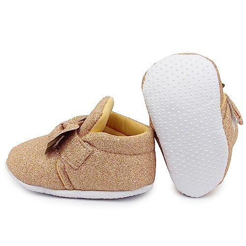 Image of Neska Moda 6 To 12 Months Baby Girls Cotton Hook & Loop Bow Booties -BT1766