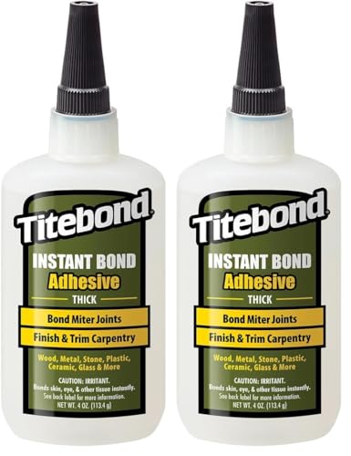 Image of Titebond Instant Bond Thick Adhesive, 8-Second Bond, Home Repair, Woodworking, Crafts, Moldings, Picture Frames, 4 oz. 6222 (Pack of 2)