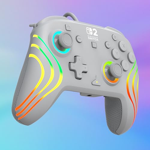 Turtle Beach Afterglow Wave Gris Manette de gaming RGB filaire Sous licence officielle pour Nintendo Switch 2