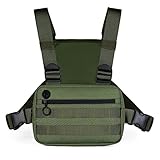 Muserise Outdoor Sports Chest Pack,Tactical EDC Chest Bag For Men, Lightweight Chest Pouch Holster, Chest Rig Vest With Phone Holder For Workouts, Cycling (Olive green)