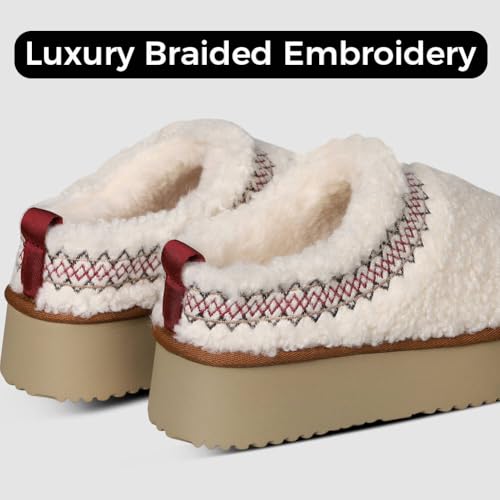 Platform Slippers for Women Mini Snow Boots Short Ankle Cozy Fleece Lined Thick Sole Womens Fluffy House Slippers for Indoor & Outdoor3