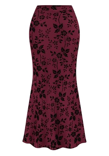 BTFBM Womens Floral Mesh Maxi Skirt Elastic High Waisted Boho Elegant Mermaid 2025 Summer Fall Long Skirts for Women